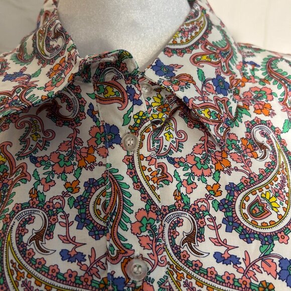 Chadwick's of Boston Size 18W Multi Color Paisley Sleeveless Button Front Shirt - Picture 4 of 5